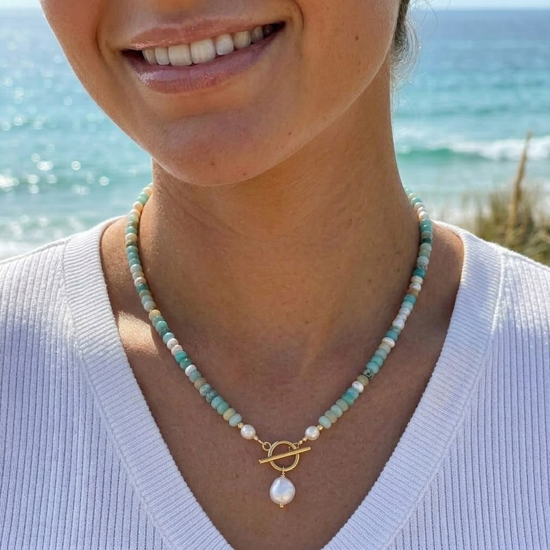 Turquoise Coastal Pearl Necklace