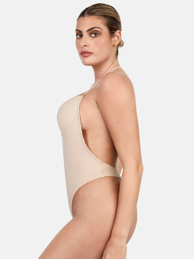 Strapless U Plunge Thong Bodysuit Backless Bra